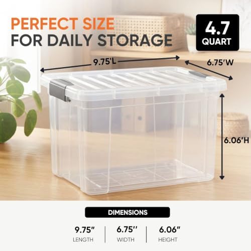 Superio 4.75 Quart Clear Plastic Storage Boxes with Lids, Stackable Organizer Containers, BPA-Free Storage Bins for Home, Office, School & Dorm, 10 Pack - Image 3