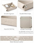 UnionBasic Small Valet Tray, Jewelry Tray for Rings Watches Earrings, Entryway Catchall Caddy for Coins Keys Change, Nightstand Bedside Valet Holder, Trays for Electronic Gadgets, Beige - Image 2