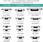 Razab 30 PC Glass Food Storage Containers with Lids - Reusable Glass Meal Prep Containers for Lunch and Leftovers - Airtight & Leakproof Snap Locking Lids - Oven, Freezer, Microwave, Dishwasher Safe - Image 2