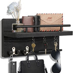 OurWarm Key Holder for Wall Decorative with 5 Key Hooks, Wall Mounted Key Hangers for Wall with Mail Key Rack, Wooden Mail Organizer with Shelf by OurWarm