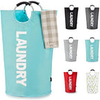 Caroeas 100L Laundry Basket,Large Laundry Hamper, Laundry Bag with Padded Handles, Clothes Hamper Stands Up Well, Collapsible Free Standing Easy Storage Washing Bin (Light Blue,100L) by Caroeas