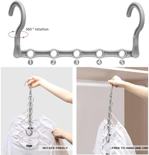 Closet Organizers and Storage, College Dorm Room Essentials for Girls Guys | 4 Pack, Stronger Space Saving Hangers, Clothes Hanger with 5 Holes, Closet Storage Magic Home Organization - Image 3