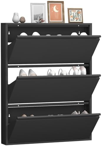 GREATMEET Slim Wall Mounted Metal Storage Cabinet with 3 Flip Drawers by GREATMEET