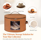 Lifewit Round Cowboy Hat Box for 7 Caps, 37L Hat Organizer Bag,Brown,1 Pack - Image 5
