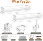 PUSDON 5-in-1 16.5" Extra Long Slim Wall Mount Wrapped Mesh Kitchen Organizer & Shower Caddy Kit, with Paper Towel Holder, Utensil Holder, Soap Dish, Holds 50LBS - White, Netting - Image 3