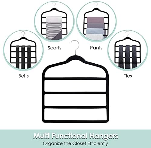 Velvet Hangers Space Saving Non Slip Pant Velvet Hangers Multi Layer Hanger - Image 5