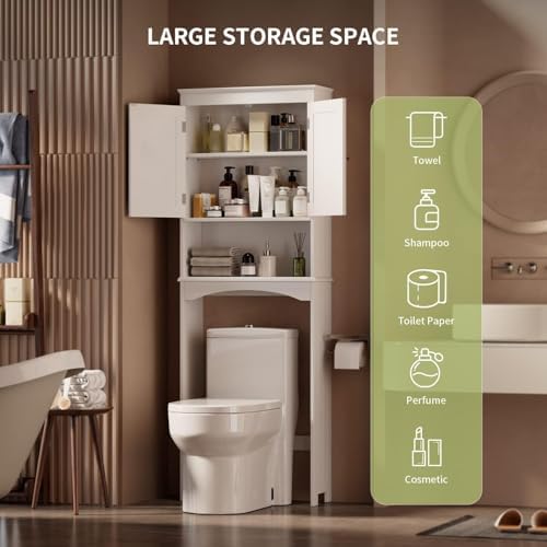 Gizoon Over the Toilet Storage Cabinet with Adjustable Shelf, White - Image 3