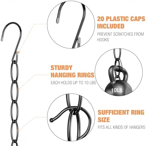 NiHome Clothing Chain Hangers 10-Pack, Space Saving Metal Closet Organizer | 7-Loop Retractable Design Chain Hanger for Compact Storage, Ideal for Travel,Dorm & Office, Wrinkle-Reducing for All Garments - Image 4