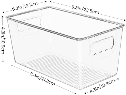 YIHONG 4 Pack Clear Storage Bins, Pantry Organizer Bins with Handle, Small - Image 2