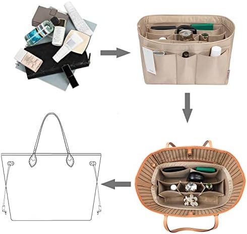 ZTUJO Purse Organizer Insert, Felt Bag Organizer For Handbag, 13 Colors, 6 Sizes (Small, Silky Beige) - Image 5