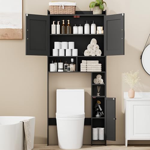 Homhedy Wooden Over The Toilet Storage Cabinet with Barn Door - Image 3