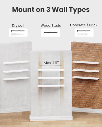 Amada 23.6" Floating Shelves for Wall Decor & Storage, Set of 3, White - Image 7