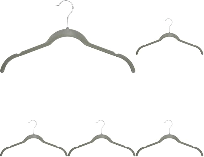 Amazon Basics Space Saving Slim Velvet Non-Slip Clothes Hangers for Closet Organization, Gray/Silver, 150-Pack by AmazonBasics
