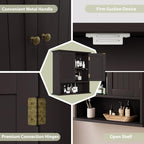Smuxee Brown Bathroom Cabinet Wall Mounted, Small Medicine Cabinet with 2 Door Adjustable Shelves, Wall Cabinet Over Toilet for Laundry Room Kitchen - Image 5