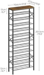 YATINEY 12 Tier Shoe Rack, Large Capacity Shoe Storage Organizer Holds 48 Pairs, Sturdy and Stable, for Entryway, Hallway, Closet, Dorm Room, Rustic Brown SS12BR - Image 3