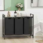 Laundry Hamper, Laundry Basket, Laundry Sorter with 2 Pull-Out and Removable Bags, Shelf, Laundry Room Storage with Table, for Bathroom, Bedroom, 3 x 10.5 Gal (40L), Greige - Image 4