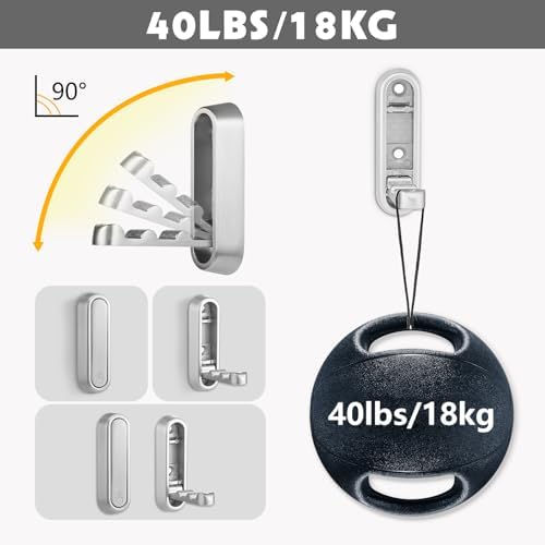 Foldable Wall Hook, Silver, 4 Pack, Screw Mounted, Heavy Duty Coat Hooks - Image 5