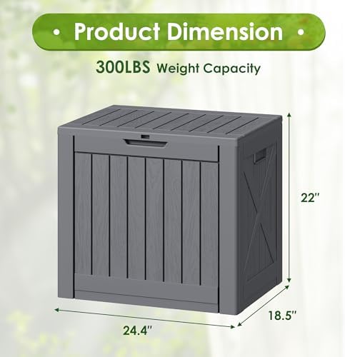 Greesum 40 Gallon Outdoor Deck Box with Lock, Resin Storage Chest, Gray - Image 7