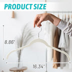 Sishynio Velvet Hangers 50 Pack, Non-Slip Slim Felt Clothes Hangers Beige | Space-Saving Closet Organization; Flocked Surface; 360° Swivel Hooks; For Shirts, Coats, Dresses, Blouses - Image 6