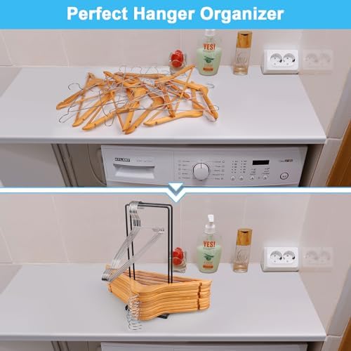 Hanger Organizer 4Pack Clothes Hanger Holder Organizer for Closet Laundry Room Coat Hanger Stacker for Wire Hangers Rack Stand Caddy for Adult Kids Velvet Pants Hangers Storage - Image 6