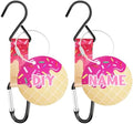 Pink Ice Cream Drip Baseball Softball Dugout Organizer Bag Fence Hook Helmet Glove Hanger with Name Tag Sports Team Gifts Gear for Boys Girls Coach Mom Must Have Travel Accessory-2pcs by Eyourlife