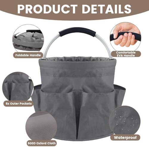 Cleaning Caddy with Handle, 17L Cleaning Supplies Organizer, Grey - Image 5