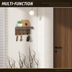 Rebee Vision Small Key Holder Wall Mount with 4 Hooks for Entryway, Brown - Image 3