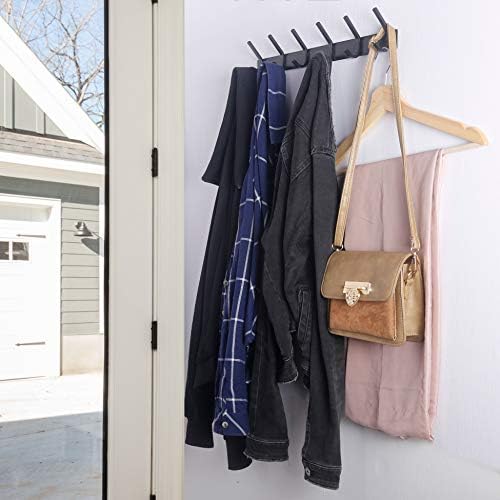 WEBI Coat Rack Wall Mounted,5 Coat Hooks for Hanging Coats,Heavy Duty Metal Double Hook Rack Hook Rail Coat Hanger Wall Mount for Clothes Entryway Jacket,Black,2 Packs - Image 6