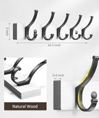 Optish Coat Rack Wall Mount, 16.5 Inches Wood Coat Hooks Wall Mount, Wall Coat Rack with 5 Hooks, Hat Rack Wall Hooks for Hanging Coat, Bag, Towel (1Pack, White) - Image 7