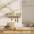 Rebee Vision Key Holder Wall Mount with Mail Basket for Home, Natural Wood - Image 5