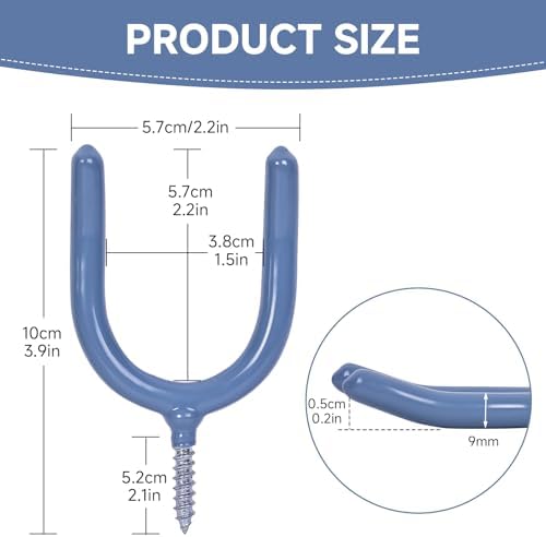 6 Pack Garage Storage System Steel U Hooks with Anti-Slip Coating Home Improvement and Organization Screw in Hooks Easy Wall Mounting Heavy Duty Bike and Ladder (Grey, 6 Pack) - Image 5