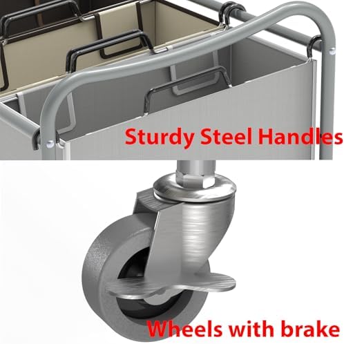 Simple Houseware Heavy Duty 3-Bag Laundry Sorter Rolling Cart, Assorted - Image 4