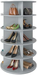 SpaceAid 5 Tier Rotating Shoe Rack Tower, Spinning Shoe Display Lazy Susan, Revolving 360 Shoe Rack Storage Round Carousel, Vertical Handbag Rotate Shoes Closet Organization (5-Tier Gray) by SpaceAid
