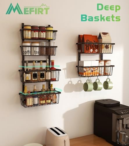 Mefirt 12 Inch Wide Narrow Over The Door Pantry Organizer 6-Tier Black - Image 3