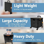 Foldable Utility Cart Folding Portable Rolling Crate Handcart Shopping Trolley Wheel Box with Lid Wear-Resistant Noiseless 360°Rotate Wheel for Travel Shopping Moving Storage Office Use (Black) - Image 2