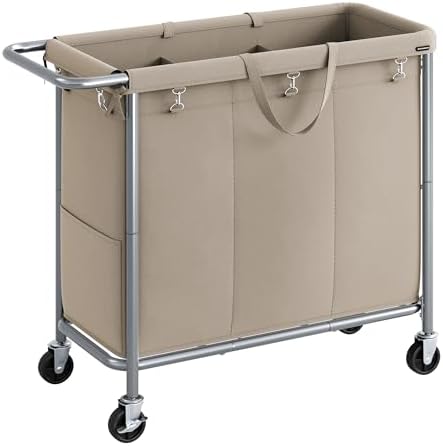 SONGMICS Laundry Basket with Wheels, 3-Section, 52.7 Gallons (199.5 L) by Unknown