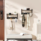 YMYNY Coat Rack Wall Mount with Shelf and Hooks, Black UHWS001B-2 - Image 4
