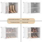 Portable Shoe Rack Organizer with Door, 96 Pairs Shoe Storage Cabinet Easy Assembly, Plastic Adjustable Shoe Storage Organizer Stackable Detachable Free Standing DIY Expandable 12 Tier White - Image 4