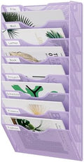 EasyPAG 8 Pocket Mesh Wall File Organizer, Hanging Paper Folder Holder with Classify Label, Vertical Wall Mount Mail Organizer for Office Home Classroom, Purple by EasyPAG