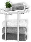 Towel Rack Wall Mounted, Xstydes Metal Towel Holder with Wooden Shelf for Folding Large Towels, Towel Storage for Small Bathroom Organizer Decor or RV Camping, Silver by XstydesDreamworks