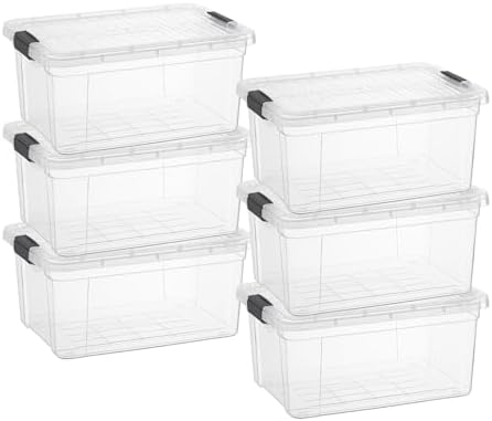 Superio 11 Quart Clear Plastic Storage Boxes with Lids, Stackable Organizer Containers, BPA-Free Storage Bins for Home, Office, School & Dorm, 6 Pack by Superio