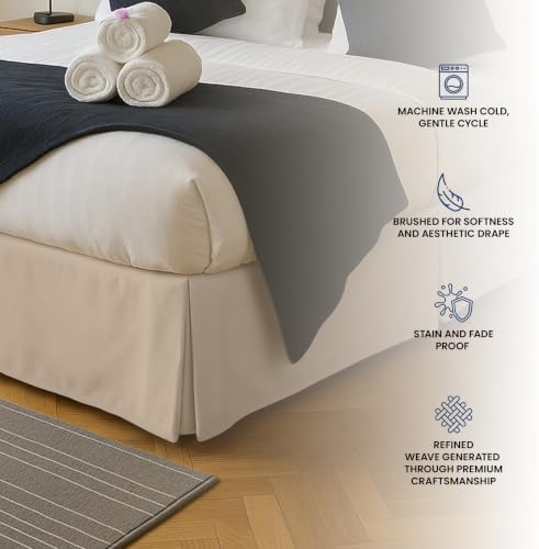 King Bed Skirt, Hides Under-Bed Storage 16 Inch Drop, Pleated, Sand - Image 5