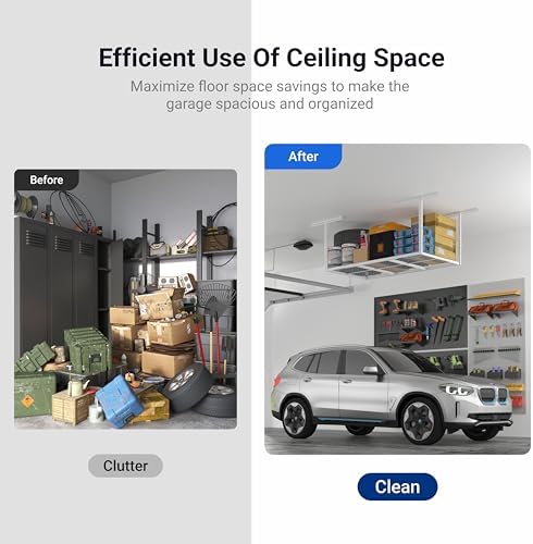 FLEXIMOUNTS 3x6 Overhead Garage Storage Adjustable Ceiling Rack, White - Image 6