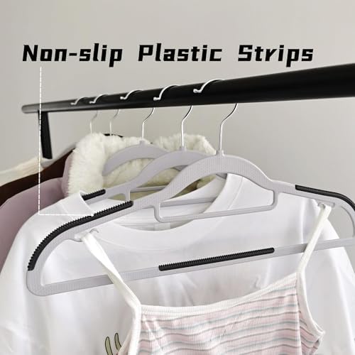 Plastic Clothes Hangers 30 Pack, Slim Space Saving Hangers with Anti-Slip Grip, 16.5 Inch Non Slip Coat Hangers with 360° Swivel Hooks for Shirts, Pants, Jackets & Closet Organization - Image 5