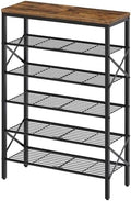 YATINEY 6-Tier Shoe Rack, Shoe Storage Organizer for Closet, Free Standing Shoe Organizer with Metal Mesh Shelves, 24 Pairs of Shoes, Rustic Brown and Black SS06BR by Yatiney