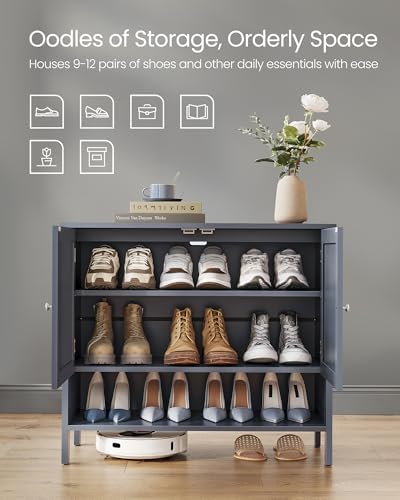VASAGLE 4-Tier Shoe Cabinet, Farmhouse Freestanding Storage Organizer - Image 4