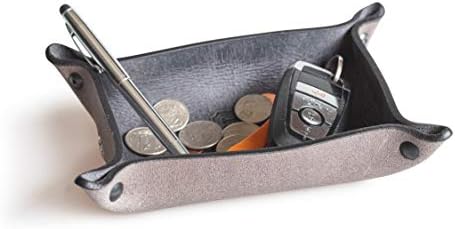 Main Street Forge Leather Valet Tray for Men – Rustic EDC Organizer for Keys, Phone & Wallet – Made in USA – Avalanche Gray by MainStreetForge