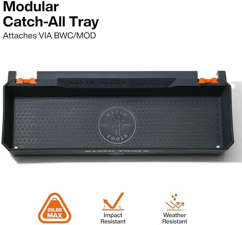 KLEIN TOOLS BC701SL Tray Module Rail System Attachment, 25-Pound Load Rating, Catch All Tray, Weather-Resistant Modular Storage for Man Lifts, Scissor Lifts, and Elevated Work Platforms - Image 2