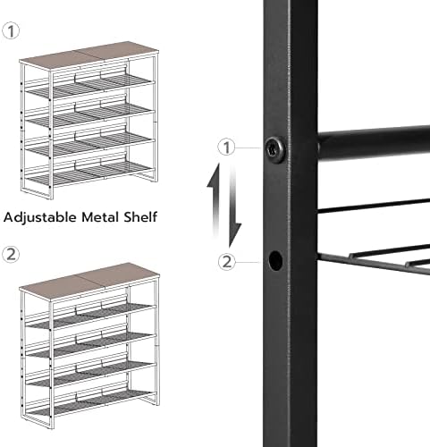 HOOBRO Shoe Rack, 5 Tier Shoe Organizer for Front Door Entrance, Shoe Shelf with Adjustable Tilt Angle, Holds 16-20 Pairs, for Entryway, Garage, Closet, Rustic Brown and Black BF08XJ01 - Image 4