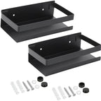Lallisa 2 Pieces Stainless Steel Shelf Bathroom Shower Floating Shelves Wall Mounted Shower Caddy Basket Shelf Storage Organizer Shelves for Bathroom, Kitchen, Living Room(7.87 Inches/ 20 cm,Black) by Lallisa